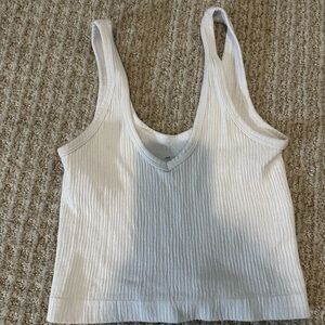 Urban Outfitters Cream Ribbed Tank Top